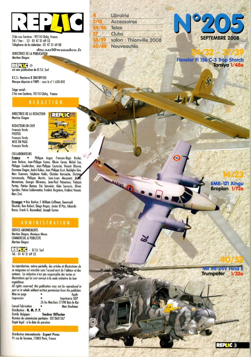 Replic 205 - Embraer EMB-121 Xingu, Mil Mi-24, Fi-156